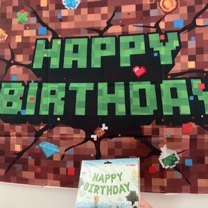 2 Minecraft style Happy Birthday Banners